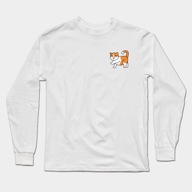 Fat Chonky Cat Walking Long Sleeve T-Shirt by Shinsen Merch